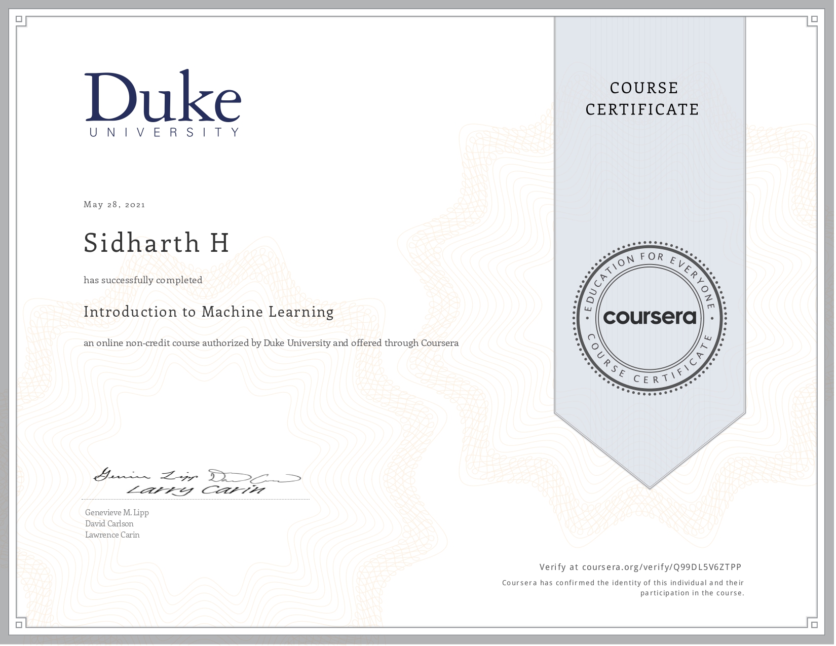 Coursera: Introduction to Machine Learning