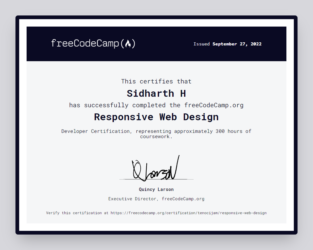 freeCodeCamp Web Design Certificate